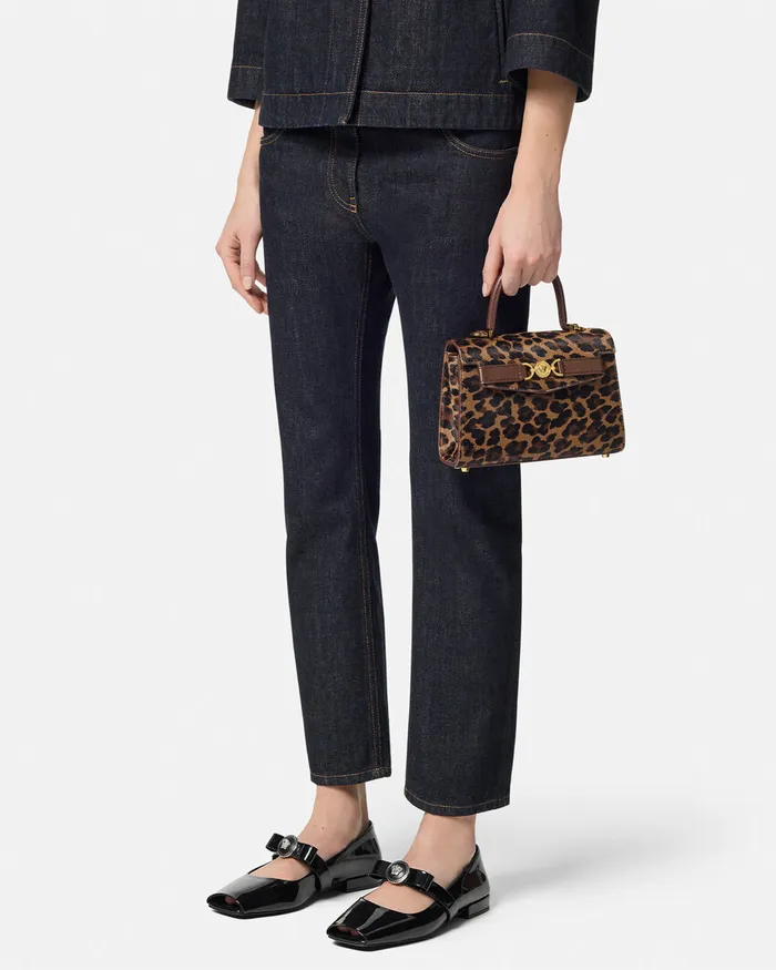 Top Handle Women Versace Leopard Medusa 03995 Small Handbag Animalier