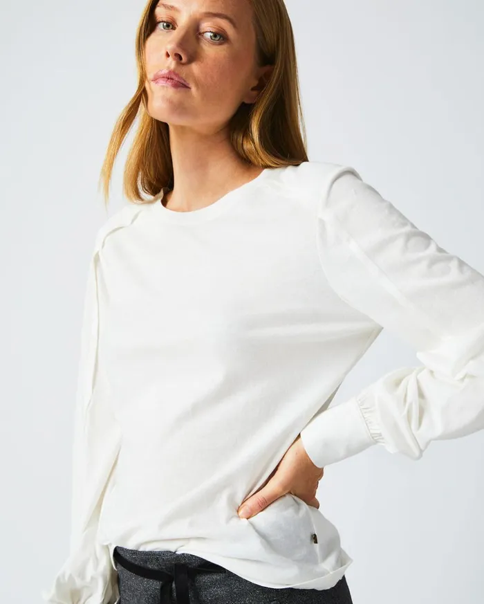 Tops Women Billy Reid Pleat Sleeve Knit Ivory