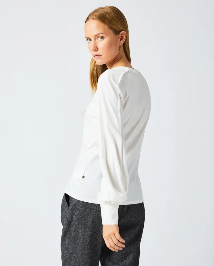 Tops Women Billy Reid Pleat Sleeve Knit Ivory