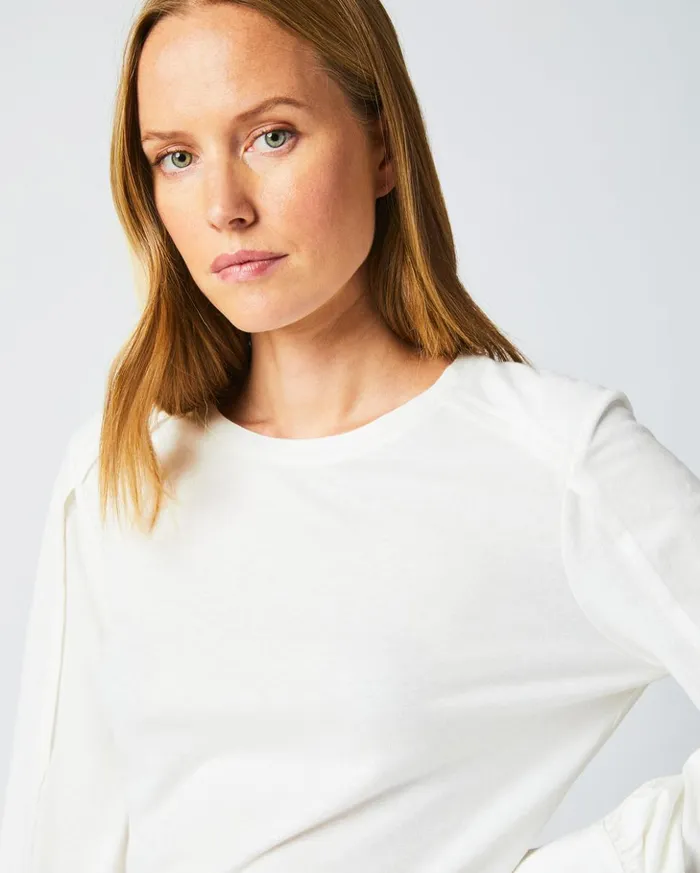 Tops Women Billy Reid Pleat Sleeve Knit Ivory