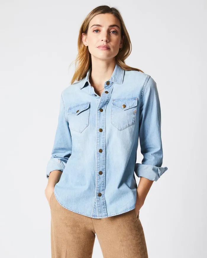 Tops Women Billy Reid Women039s Shoals Denim Shirt Denim Wash
