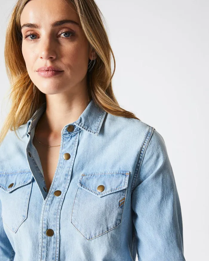 Tops Women Billy Reid Women039s Shoals Denim Shirt Denim Wash