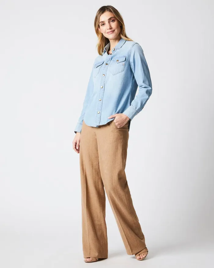 Tops Women Billy Reid Women039s Shoals Denim Shirt Denim Wash