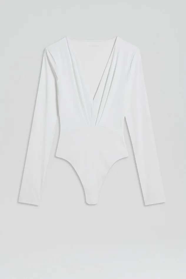 Tops Women Scanlan Theodore DRAPE VNECK BODYSUIT WHITE