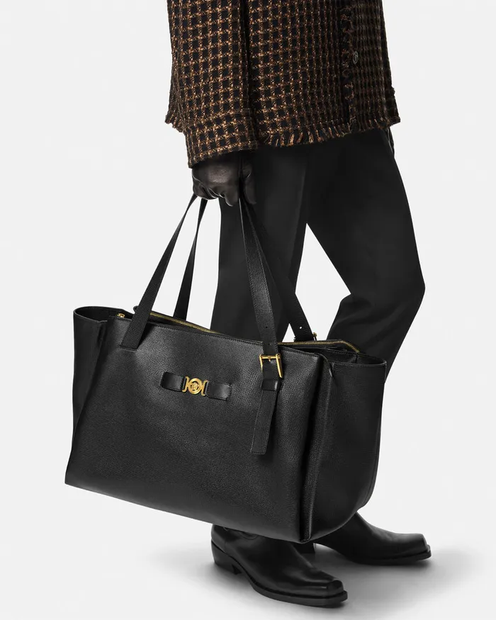 Totes Men Versace Medusa Biggie Maxi Tote Bag Blackgold