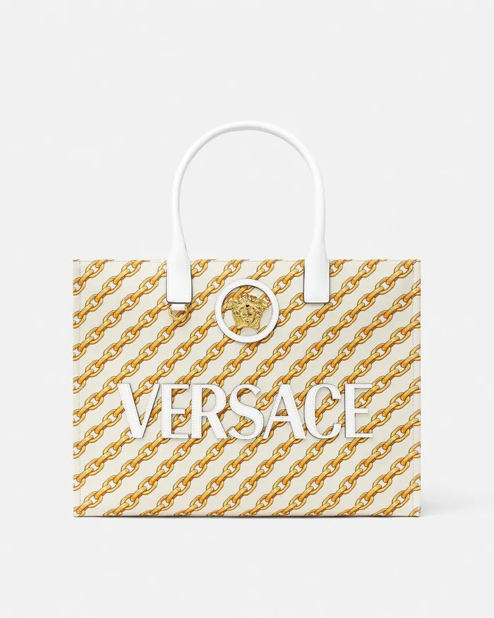 Totes Women Versace Chain Stripes La Medusa Large Tote Bag Print