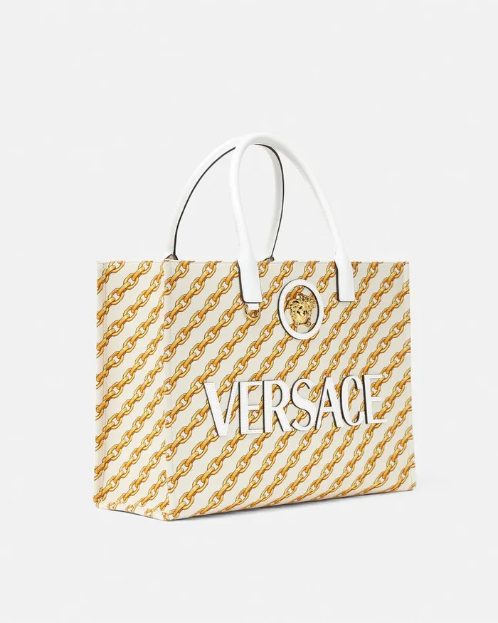 Totes Women Versace Chain Stripes La Medusa Large Tote Bag Print
