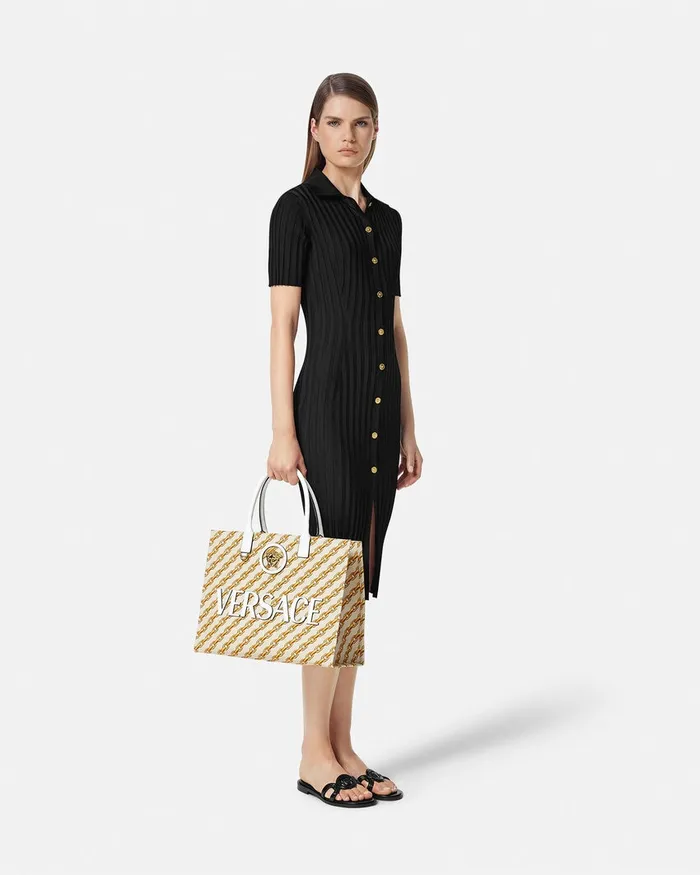 Totes Women Versace Chain Stripes La Medusa Large Tote Bag Print