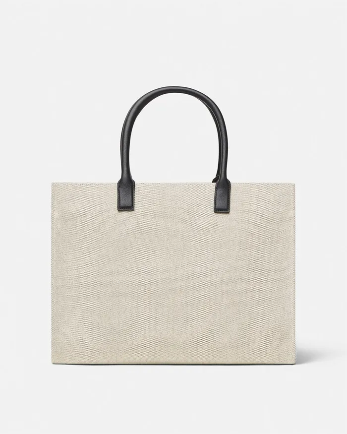 Totes Women Versace La Medusa Canvas Large Tote Bag Beige