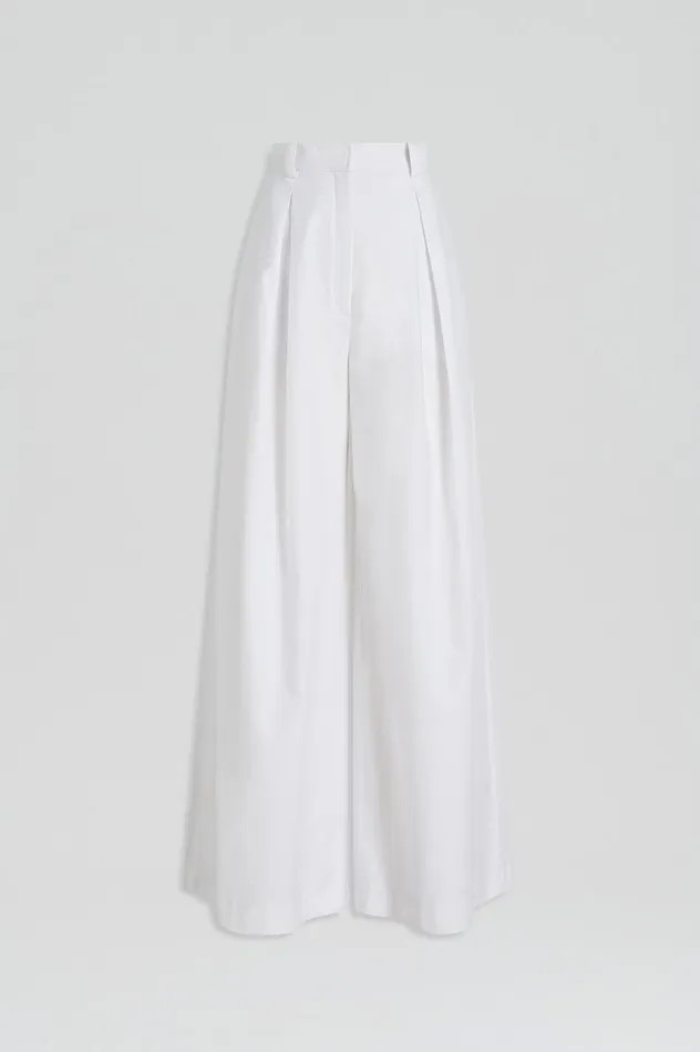 Trousers Women Scanlan Theodore PLEAT DRAPE LEG TROUSER OPTICALWHITE Trousers Women Scanlan Theodore PLEAT DRAPE LEG TROUSER OPTICALWHITE