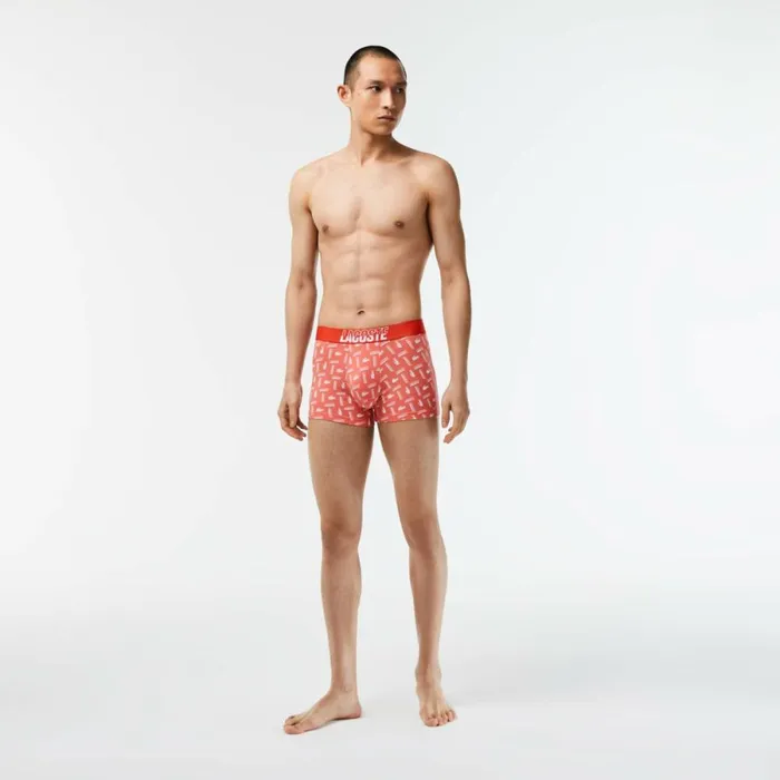 Underwear and Socks Men Lacoste Mens 3Pack Stretch Cotton Printed Trunks Orange Grey Chine White Tti Underwear and Socks Men Lacoste Mens 3Pack Stretch Cotton Printed Trunks Orange Grey Chine White Tti