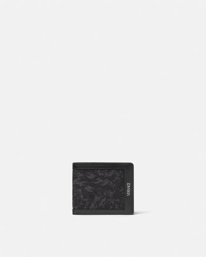Wallets Men Versace Barocco Jacquard Bifold Wallet Blackprint