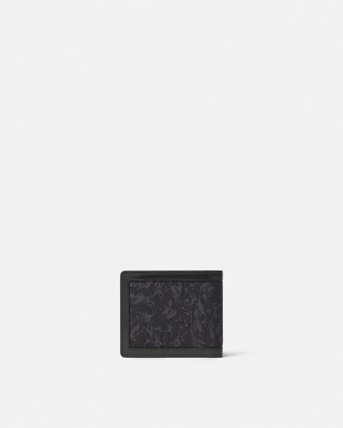 Wallets Men Versace Barocco Jacquard Bifold Wallet Blackprint
