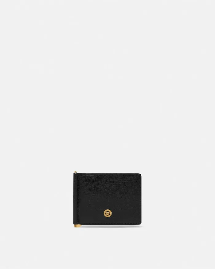 Wallets Men Versace Medusa Biggie Bifold Clip Wallet Blackgold