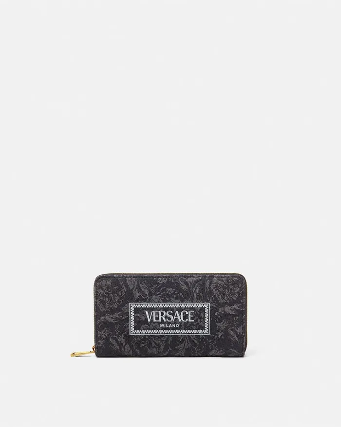 Wallets Women Versace Barocco Jacquard Long Wallet Blackprint