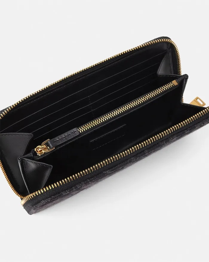 Wallets Women Versace Barocco Jacquard Long Wallet Blackprint