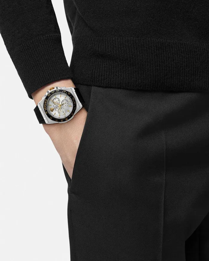 Watches Men Versace Greca Extreme Chrono Watch Blacksilver