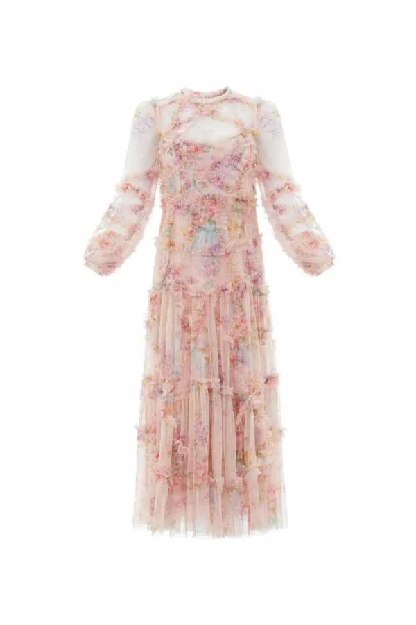 WeddingWomen Needle and Thread Floral Diamond Ruffle Ballerina Dress Multi