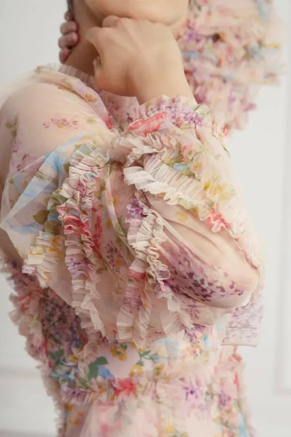 WeddingWomen Needle and Thread Floral Diamond Ruffle Ballerina Dress Multi