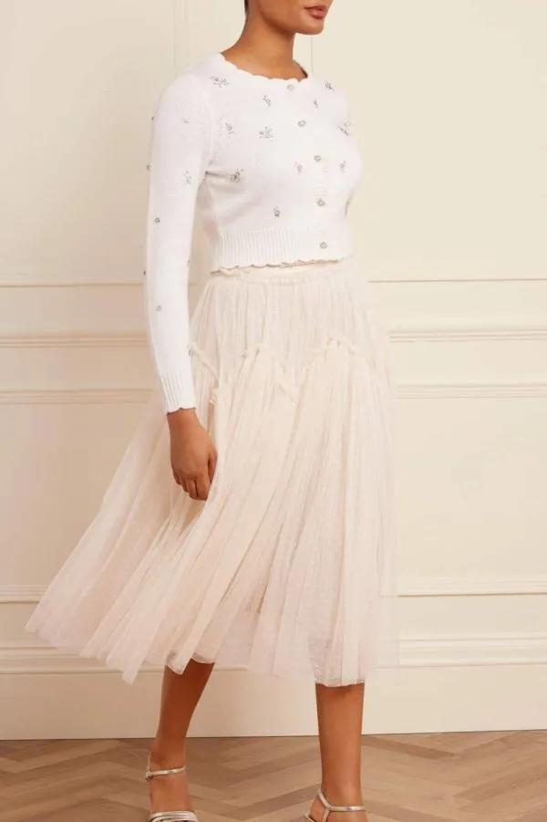 WeddingWomen Needle and Thread Scattered Floral Embellished Short Cardigan Champagne WeddingWomen Needle and Thread Scattered Floral Embellished Short Cardigan Champagne