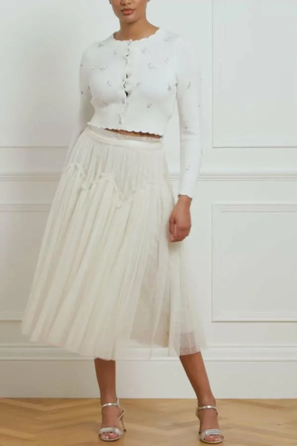 WeddingWomen Needle and Thread Scattered Floral Embellished Short Cardigan Champagne
