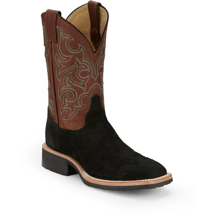 Western Men Justin Boots Alamo 11034 Western Roughout Black
