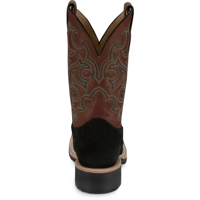 Western Men Justin Boots Alamo 11034 Western Roughout Black