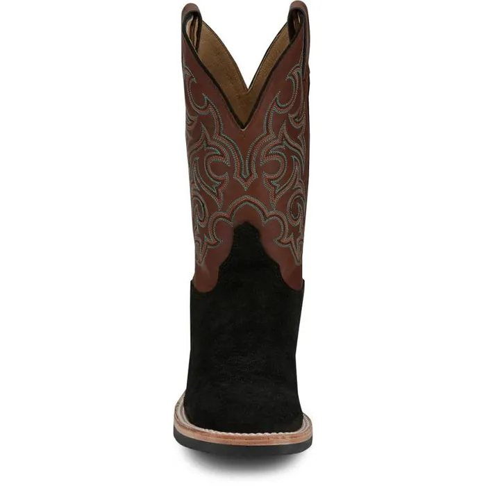 Western Men Justin Boots Alamo 11034 Western Roughout Black