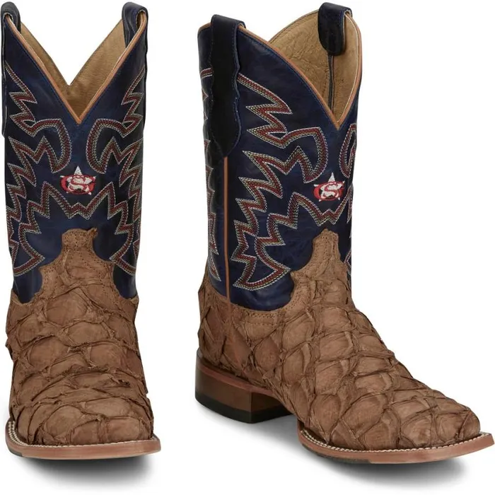 Western Men Justin Boots Ocean Front 11034 Pirarucu Tan