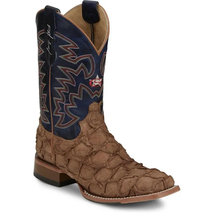 Western Men Justin Boots Ocean Front 11034 Pirarucu Tan