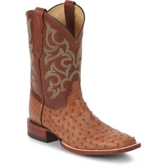 Western Men Justin Boots Truman 11034 Full Quill Ostrich Western Boot Cognac 040brown041