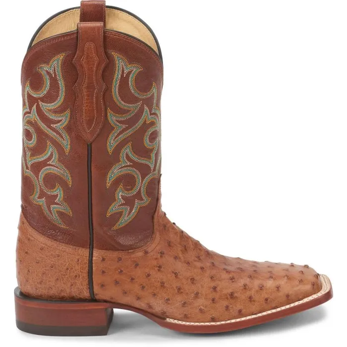 Western Men Justin Boots Truman 11034 Full Quill Ostrich Western Boot Cognac 040brown041