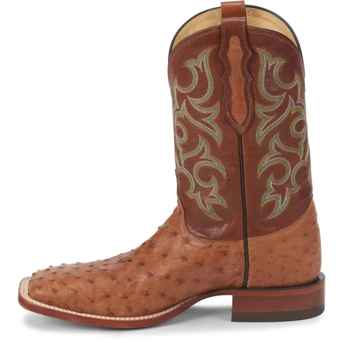 Western Men Justin Boots Truman 11034 Full Quill Ostrich Western Boot Cognac 040brown041