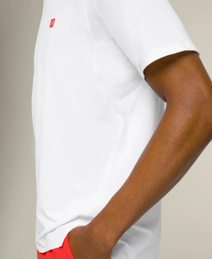 Wilson Tees Men Elite ShortSleeve Performance Top 8211 Bright White Wilson Tees Men Elite ShortSleeve Performance Top 8211 Bright White