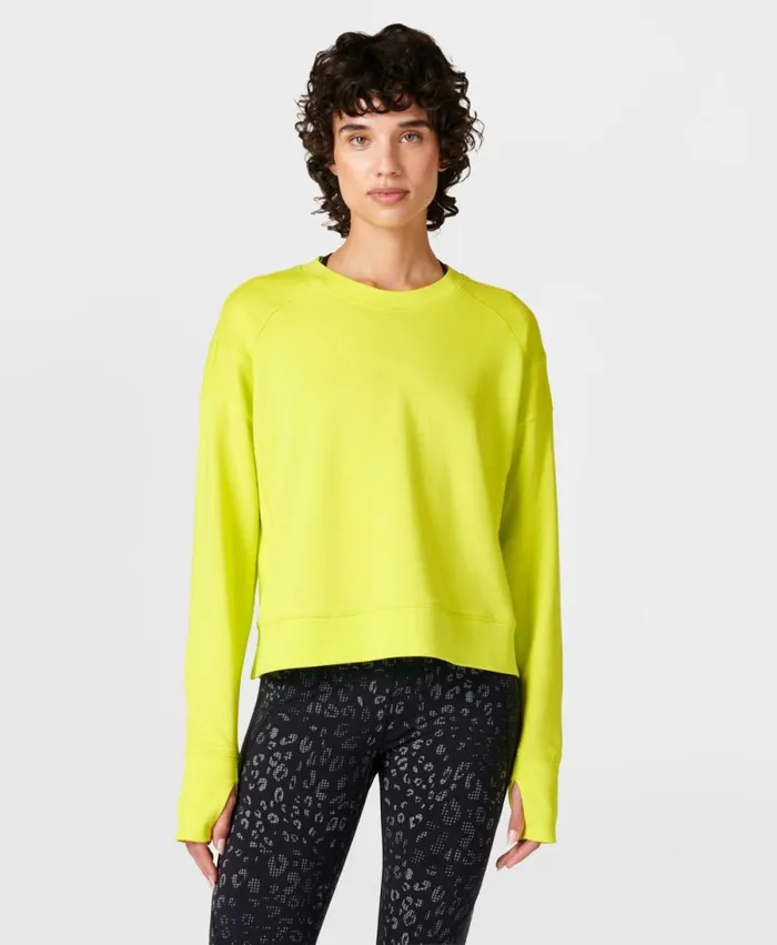 Women After Class Crop Sweatshirt Acid Yellow Sweaty Betty Jumpers Hoodies