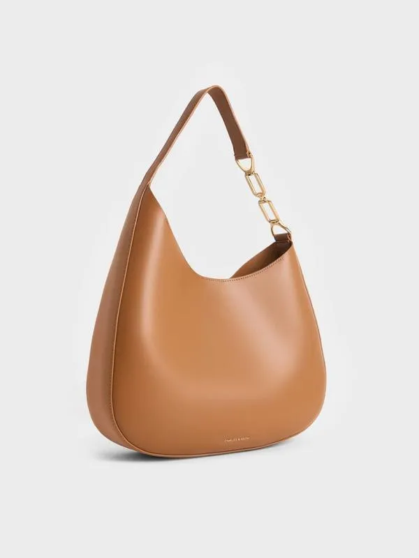 Women Agatha ChainAccent Slouchy Hobo Bag 8211 Brown CHARLES and KEITH Hobo Bags