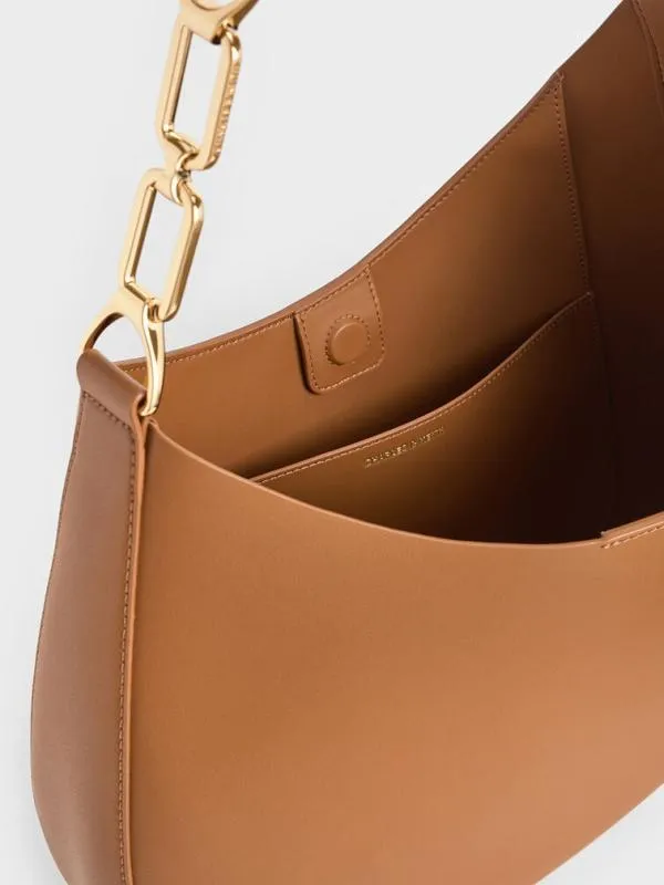 Women Agatha ChainAccent Slouchy Hobo Bag 8211 Brown CHARLES and KEITH Hobo Bags