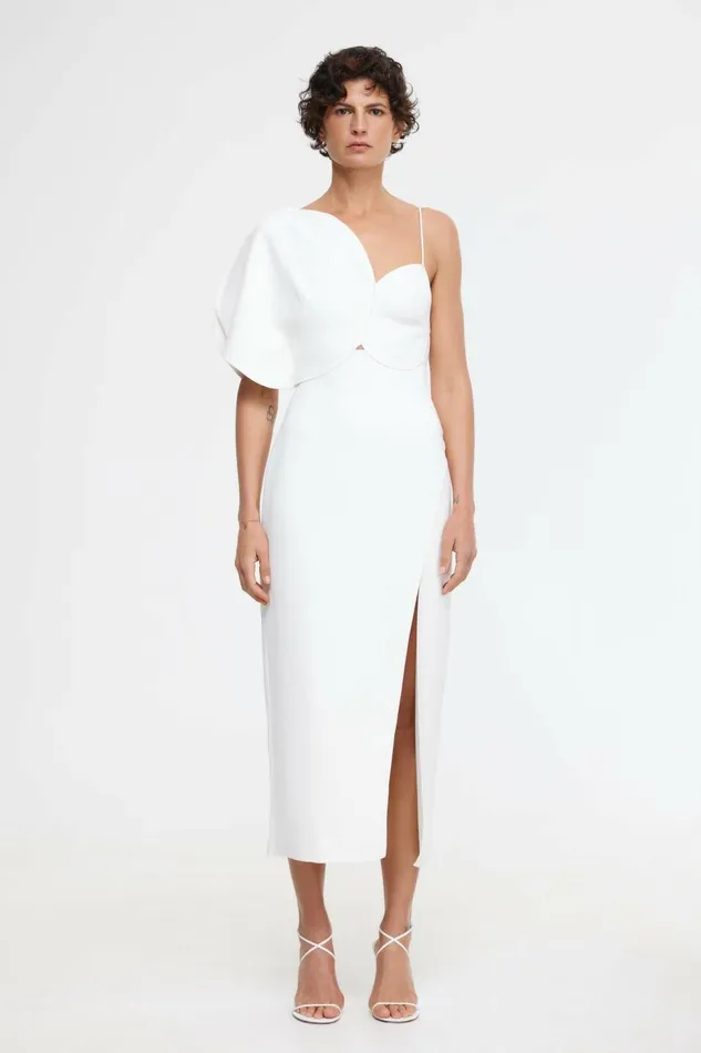 Women ALLISTER COLUMN MIDI DRESS Ivory Acler Sale