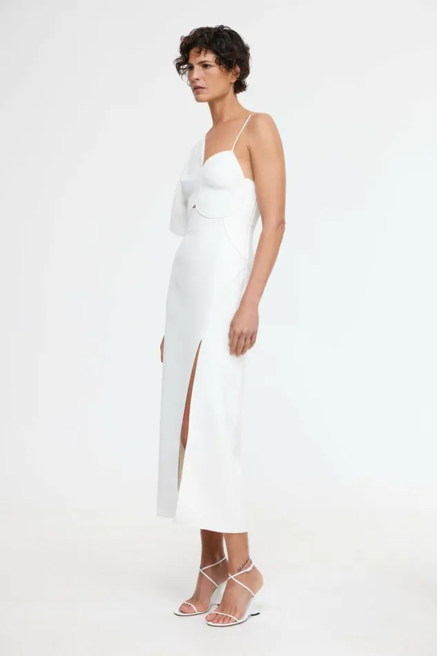 Women ALLISTER COLUMN MIDI DRESS Ivory Acler Sale