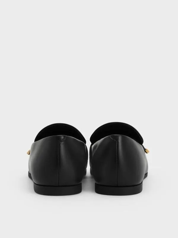 Women AlmondToe Flat Loafers 8211 Black CHARLES and KEITH Flats