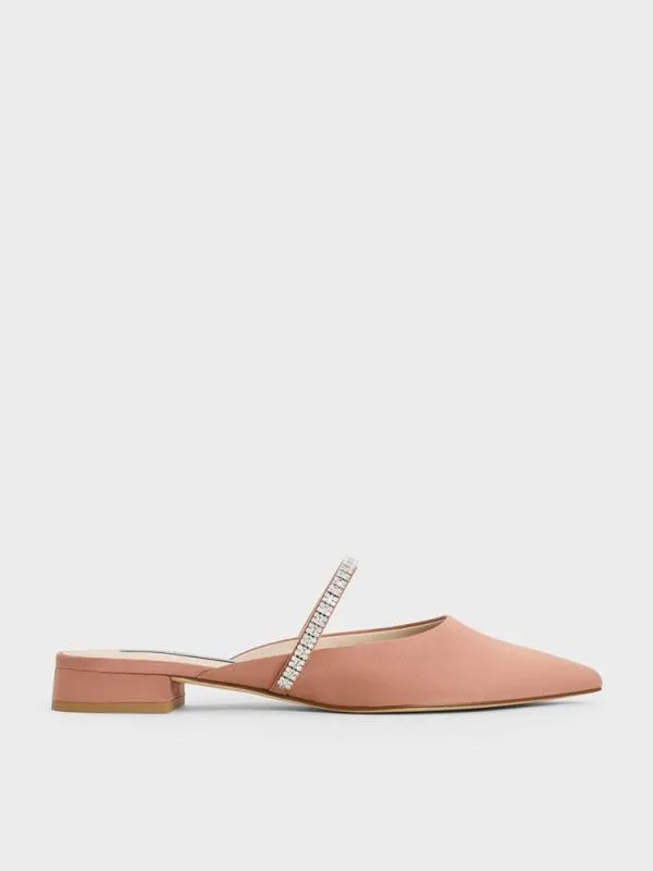 Women Ambrosia GemEmbellished SlipOn Flats 8211 Nude CHARLES and KEITH Mules