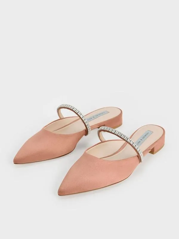 Women Ambrosia GemEmbellished SlipOn Flats 8211 Nude CHARLES and KEITH Mules