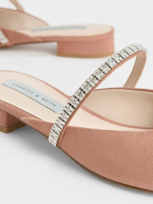 Women Ambrosia GemEmbellished SlipOn Flats 8211 Nude CHARLES and KEITH Mules