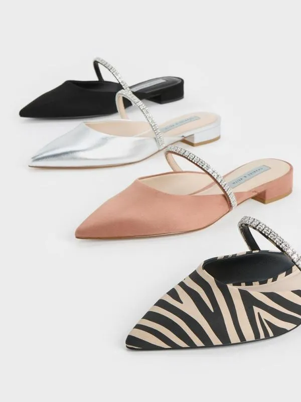Women Ambrosia GemEmbellished SlipOn Flats 8211 Nude CHARLES and KEITH Mules