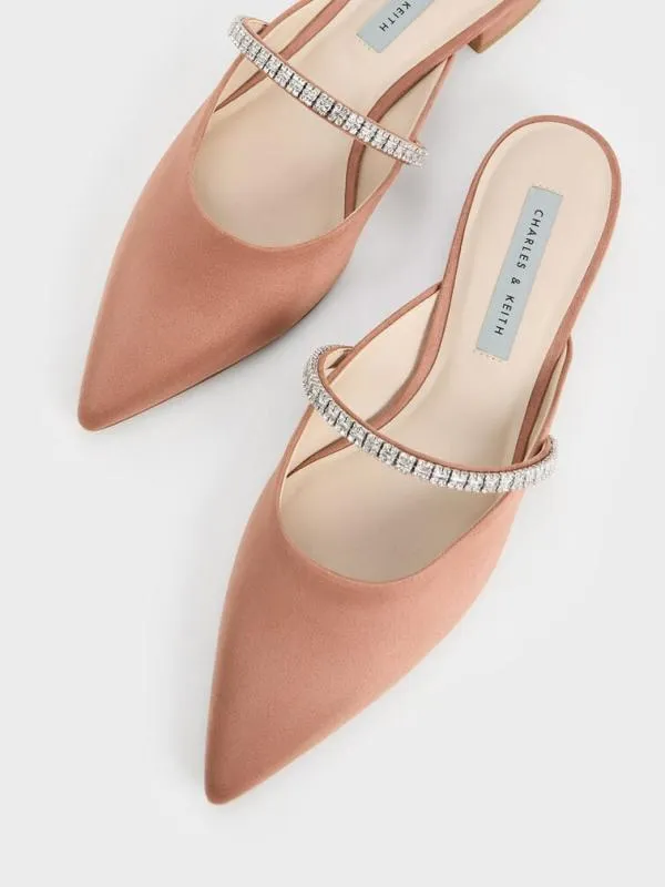 Women Ambrosia GemEmbellished SlipOn Flats 8211 Nude CHARLES and KEITH Mules
