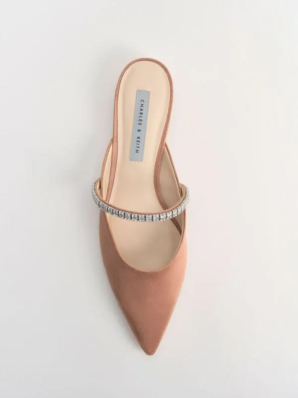 Women Ambrosia GemEmbellished SlipOn Flats 8211 Nude CHARLES and KEITH Mules