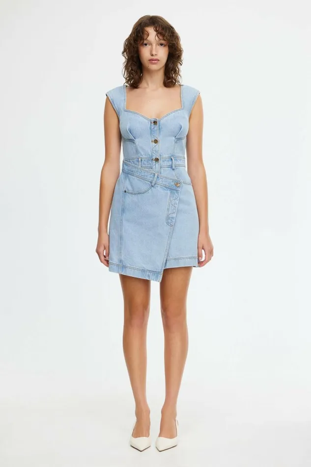 Women AMESBURY MINI DRESS Mid Wash Acler Denim Dresses