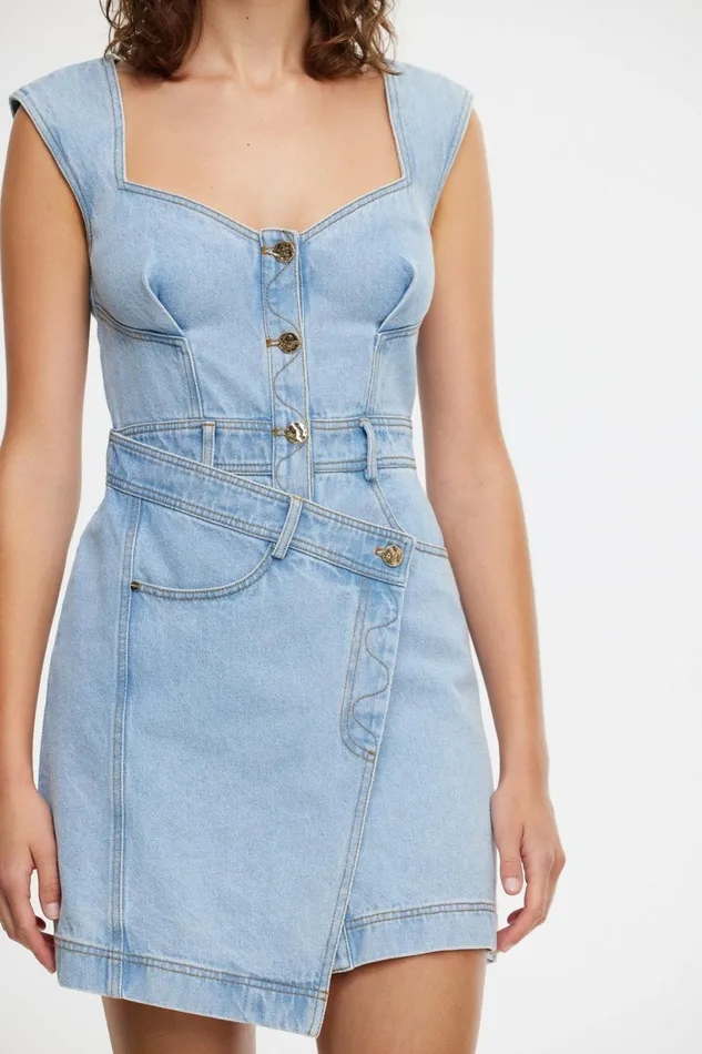 Women AMESBURY MINI DRESS Mid Wash Acler Denim Dresses