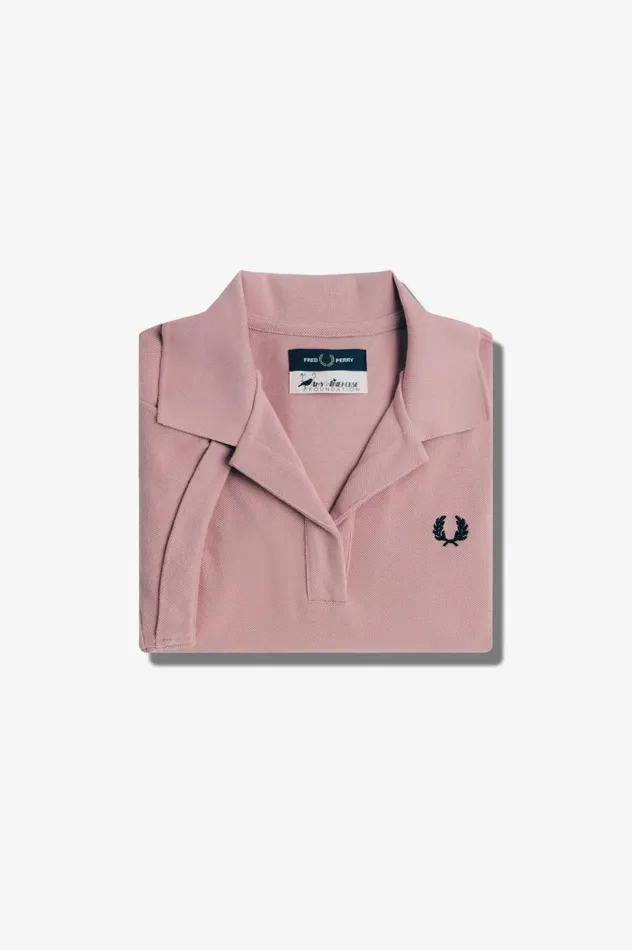 Women Amy Winehouse FoundationOpenCollar Piqu Shirt Dusty Rose Pink Fred Perry Polo Shirts