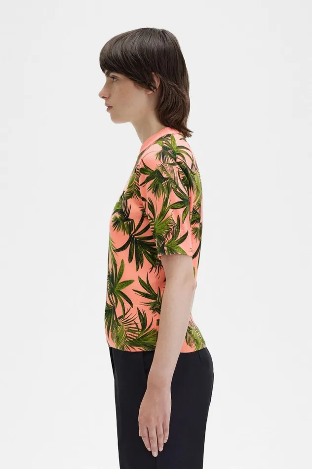 Women Amy Winehouse FoundationPalm Print Jumper Coral Heat Fred Perry Knitwear